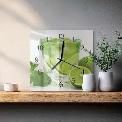 Moderne wandklok glas vierkant Calciumcarbonaat