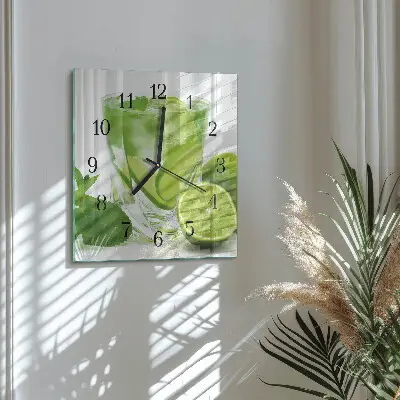 Moderne wandklok glas vierkant Calciumcarbonaat