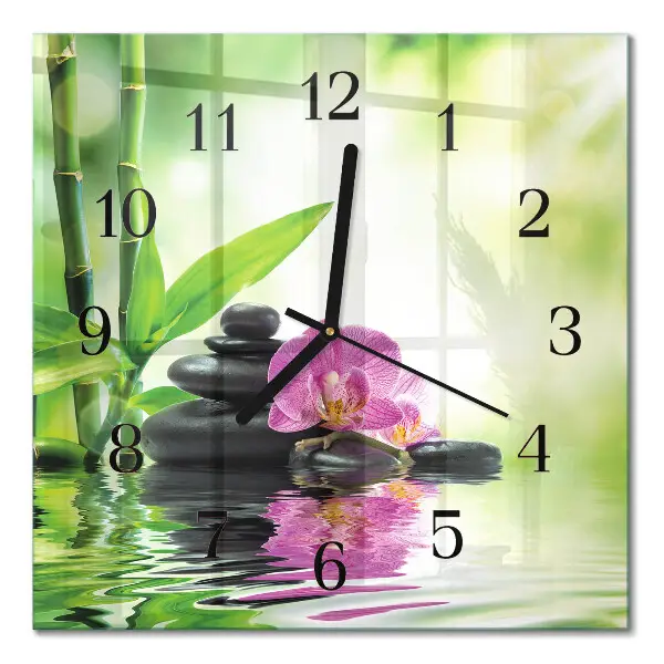 Vierkante glazen klok Orchidee spa