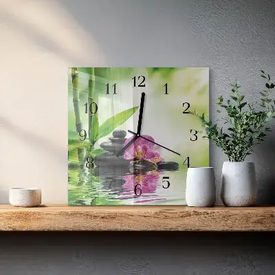 Vierkante glazen klok Orchidee spa