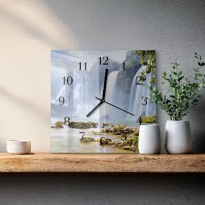 Vierkante glas klok Waterval
