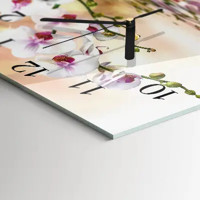 Vierkante glas klok Orchidee