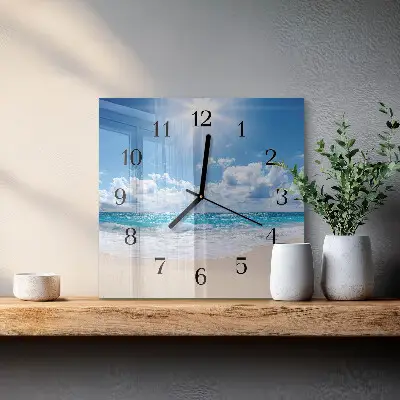 Moderne wandklok glas vierkant Zee