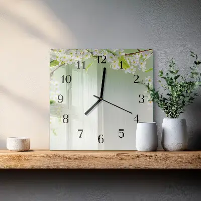 Vierkante glas klok Lente
