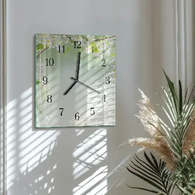 Vierkante glas klok Lente