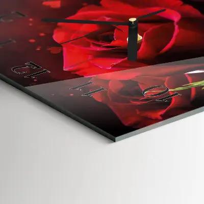 Vierkante glas klok Rozen