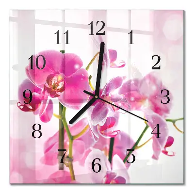 Decoratieve glazen klok vierkant Orchidee