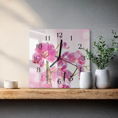 Decoratieve glazen klok vierkant Orchidee