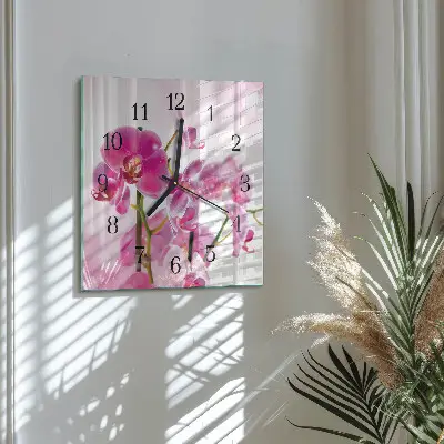 Decoratieve glazen klok vierkant Orchidee