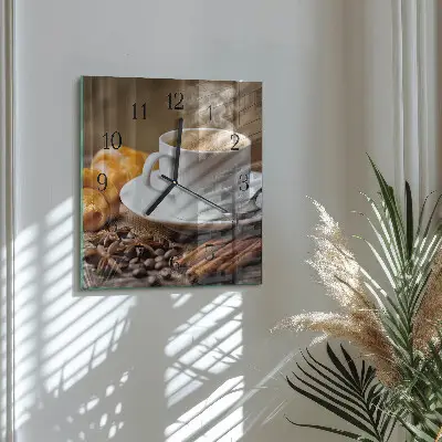Moderne wandklok glas vierkant Kaneel anijs