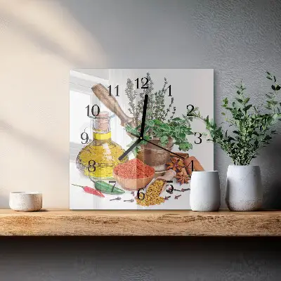Vierkante glas klok Specerijen