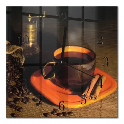 Decoratieve glazen klok vierkant Koffie