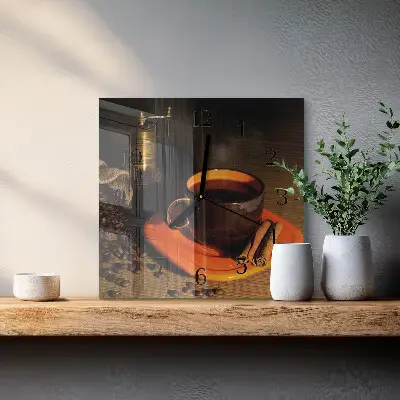 Decoratieve glazen klok vierkant Koffie