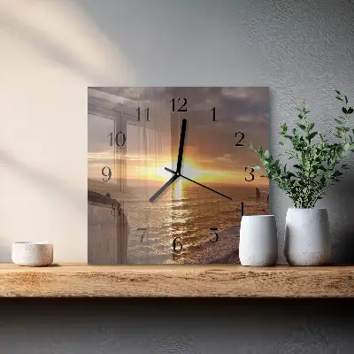 Vierkante glas klok Zonsondergang