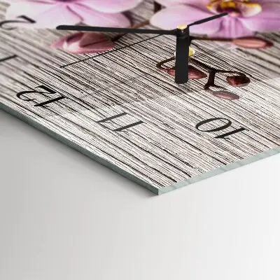 Moderne wandklok glas vierkant Orchidee