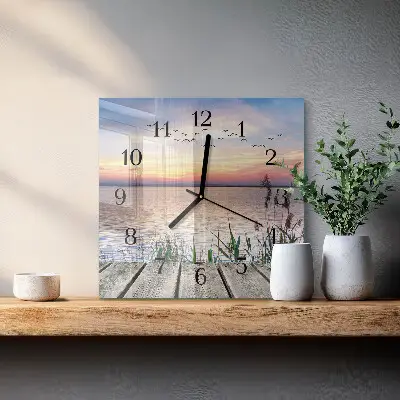 Vierkante glazen klok Meer