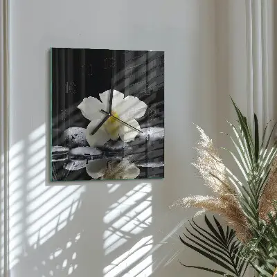 Decoratieve glazen klok vierkant Stenen en orchidee