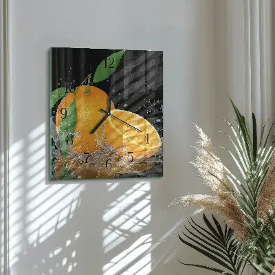 Decoratieve glazen klok vierkant Sinaasappels
