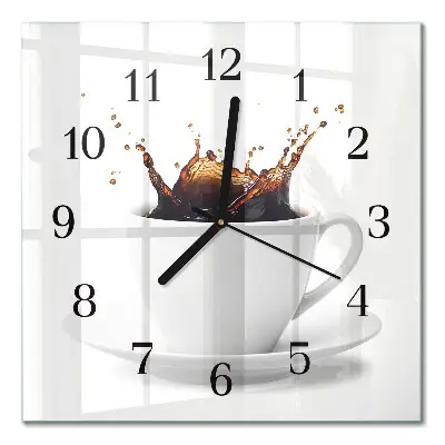 Moderne wandklok glas vierkant Koffie