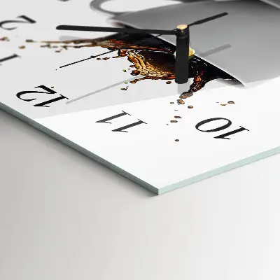 Moderne wandklok glas vierkant Koffie