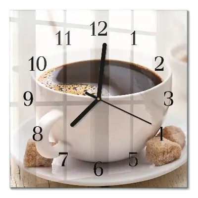 Moderne wandklok glas vierkant Koffie