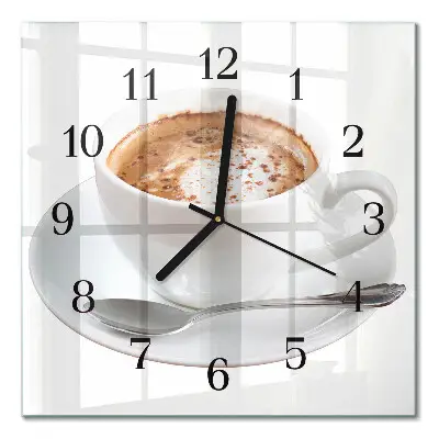 Vierkante glazen wandklok Koffie