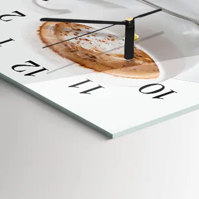 Vierkante glazen wandklok Koffie