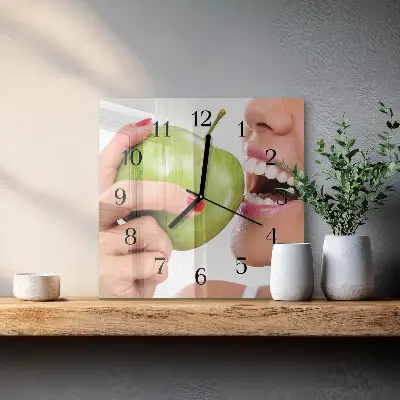 Vierkante glas klok Appel