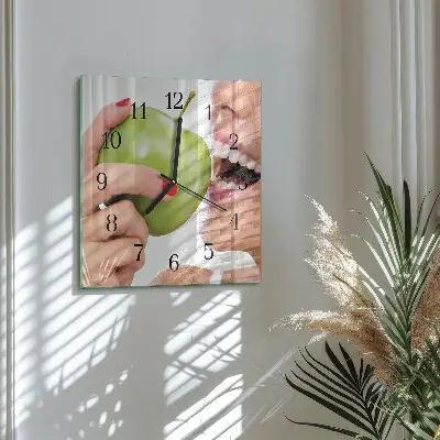 Vierkante glas klok Appel