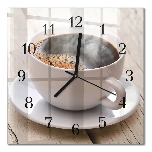 Moderne wandklok glas vierkant Koffie