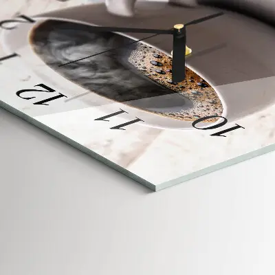 Moderne wandklok glas vierkant Koffie