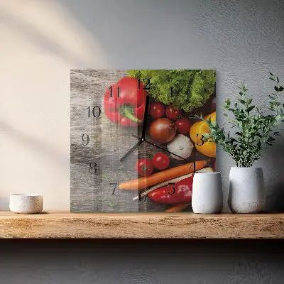 Moderne wandklok glas vierkant Groenten
