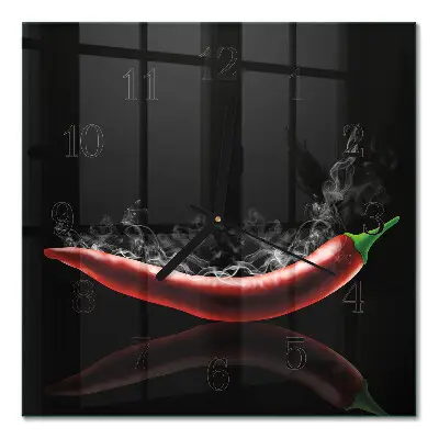 Decoratieve glazen klok vierkant Chilipepers
