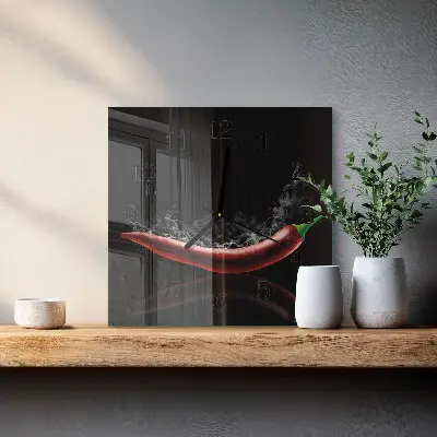 Decoratieve glazen klok vierkant Chilipepers