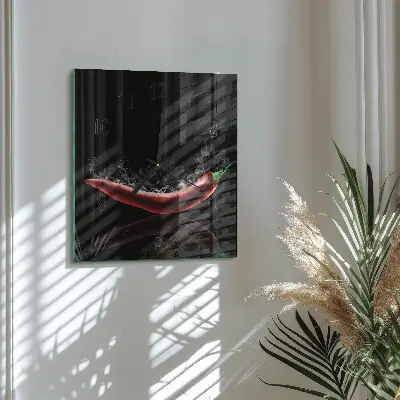 Decoratieve glazen klok vierkant Chilipepers