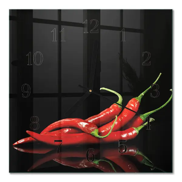Decoratieve glazen klok vierkant Chilipepers