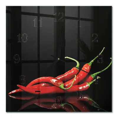 Decoratieve glazen klok vierkant Chilipepers