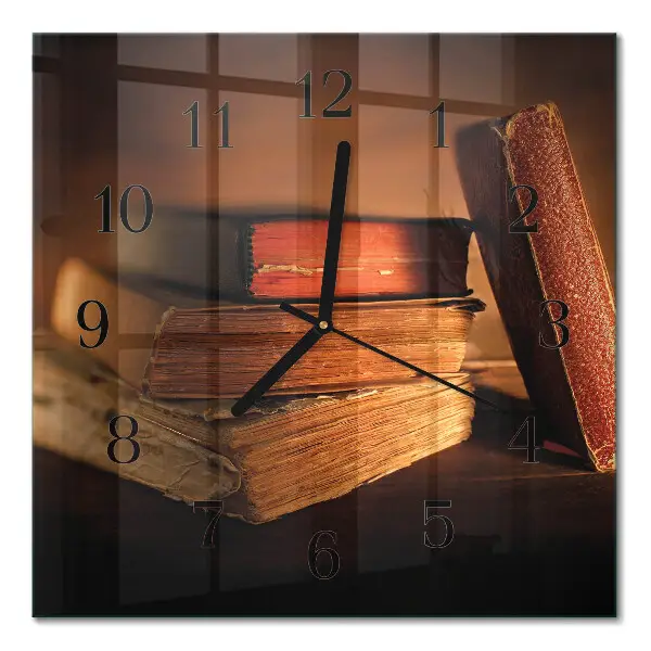Moderne wandklok glas vierkant Boek