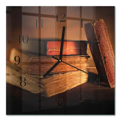Moderne wandklok glas vierkant Boek