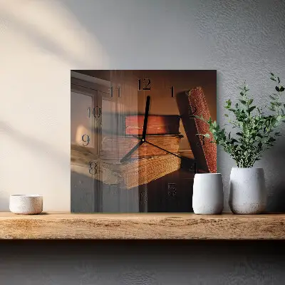 Moderne wandklok glas vierkant Boek