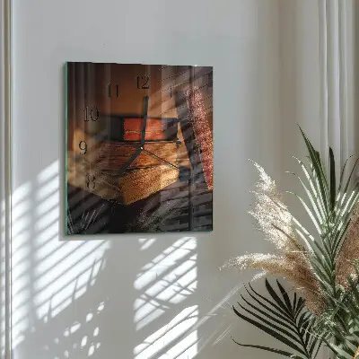 Moderne wandklok glas vierkant Boek