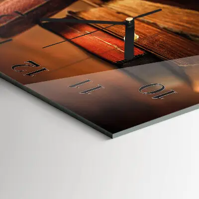Moderne wandklok glas vierkant Boek