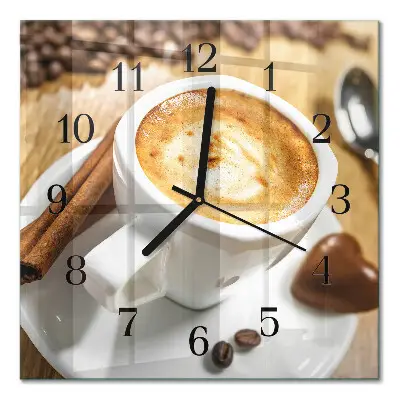 Vierkante glas klok Koffie