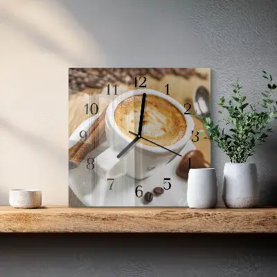 Vierkante glas klok Koffie