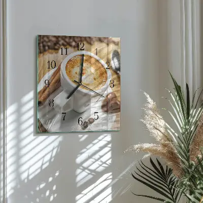 Vierkante glas klok Koffie