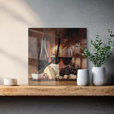 Moderne wandklok glas vierkant Wijn