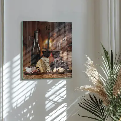 Moderne wandklok glas vierkant Wijn