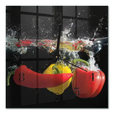 Decoratieve glazen klok vierkant Peper
