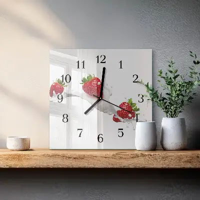 Moderne wandklok glas vierkant Aardbei
