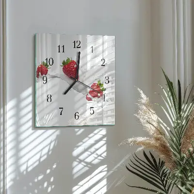 Moderne wandklok glas vierkant Aardbei